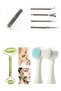 3-Piece Care Set; Facial Cleansing Brush + 4-Piece Silver Comedone + Jade Stone - 2