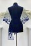 Navy Blue Henna Veil, Bridal Veil Set Groom Shoulder Cover Shawl Hand Rose 8 Piece Set - 8