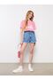 High Waist Paperbag Flat Pocket Detailed Paperbag Women's Jean Shorts