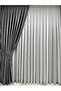 Gray Belted Striped Satin Background Curtain (New Season) Medium Dense Pleats 1/2.5 - 3