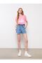 High Waist Paperbag Flat Pocket Detailed Paperbag Women's Jean Shorts - 2
