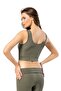 Women's Ribbed Diving Fabric Thick Strap Padded 4-Piece Half Tank Top (Stone Gray- Green- Black- Murdum) - 5