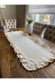 İnci Vintage Velvet Textured Full Ruffle Ecru Runner