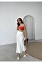 White Satin Midi Women's Skirt - 4