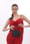 Black Color Glitter Material Women's Evening Dress Clutch Portfolio Wedding Engagement Henna Evening Bag - 3