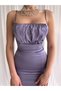 Thin Strap Draped Satin Lilac Dress - 5