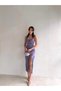 Thin Strap Draped Satin Lilac Dress - 2