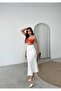 White Satin Midi Women's Skirt - 3