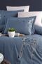 Belis Embroidered 100% Cotton Double Duvet Cover Set Indigo - 3
