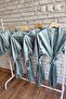 Mint Green 4 Pieces Bridesmaid Printed Bridesmaid Dressing Gown - 4