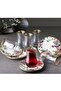طقم كاسات شاي Flora مع صحون سيراميك، 6 قطع - 3