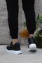 Flet 207 Black and White Zippered Lace-Up Wedge Sole Women's Sports Shoes - 4