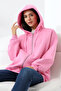 Hooded Oversize Sweatshirt with Raised Zipper 21618 Pink - 3