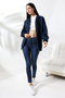 Hooded Oversize Sweatshirt with Raised Zipper 21618 Dark Blue