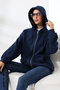Hooded Oversize Sweatshirt with Raised Zipper 21618 Dark Blue - 3
