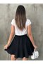 Lined pleated skirt-shorts with shorts lining, elastic waist, office, casual, nightwear, mini, wavy, active - 6