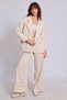 WOMEN'S STONE COLOR TROUSERS DETAILED RAW LINEN PALACE PANTALON 50941 - 3