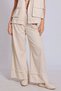 WOMEN'S STONE COLOR TROUSERS DETAILED RAW LINEN PALACE PANTALON 50941 - 5