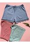 Corded Cotton 3-Piece Green-Blue-Dried Rose Color Women's Lacy Shorts – Panties