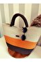 Handmade Shoulder Bag, Handbag, Beach Bag Brown, Orange, Beige - 2