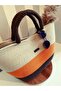 Handmade Shoulder Bag, Handbag, Beach Bag Brown, Orange, Beige - 3