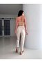 Beige High Waist Linen Trousers - 4