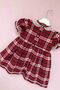Baby Collar Water Stone Detailed Plaid Design Girl's Baby Dress - 2