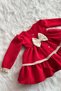 Special Design Red Evening Dress with Lace and Button Detail Girl's Baby Dress - 3