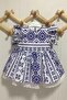 Ruffle and Lace Detailed Ethnic Patterned Blue and White Baby Girl Dress - 2