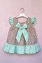 Ruffle and Bow Detailed Honeycomb Pattern Baby Girl Colorful Design Dress - 2