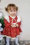 Ruffle and Lace Detailed Special Design Flower Patterned Brick Color Baby Girl Dress - 2