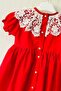 Lace Collar Poplin Red Girl's Baby Dress - 4