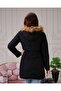 Black Fur Lined and Waterproof Women's Winter Coat & Coat - 4