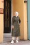 Khaki Striped Inside and Hooded Waterproof Large Size Women's Trench Coat