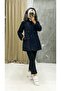 Navy Blue Fur Lined and Waterproof Women's Winter Coat & Coat - 4