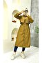 Tan Lined and Button Detailed Women's Trench Coat - 5