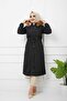 Black Fur Lined and Waterproof Large Size Oversize Women's Winter Coat & Coat - 5