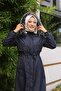 Navy Blue Fur Lined and Waterproof Large Size Oversize Women's Winter Coat & Coat - 5