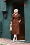 Brown Striped Inside and Self Lined Waterproof Women's Trench Coat - 3
