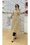 Beige Waterproof Women's Trench Coat with Striped Interior and Self-Lined - 5