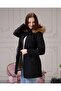 Black Fur Lined and Waterproof Women's Winter Coat & Coat - 6