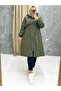 Khaki Fur Lined and Waterproof Women's Winter Coat & Coat - 6