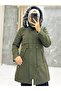 Khaki Fur Lined and Waterproof Women's Winter Coat & Coat - 2
