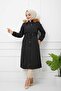 Black Fur Lined and Waterproof Large Size Oversize Women's Winter Coat & Coat