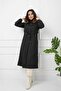 Black Fur Lined and Waterproof Large Size Oversize Women's Winter Coat & Coat - 6