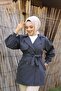 Double Breasted Collar Waterproof Women's Trench Coat with Tie Waist - 4