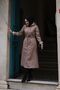 Beige Striped Inside and Hooded Waterproof Large Size Women's Trench Coat - 4