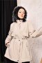 Light Beige Fur Lined and Waterproof Women's Winter Coat & Coat - 3