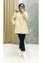 Cream Fur Lined and Waterproof Women's Winter Coat & Coat - 5