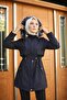 Navy Blue Fur Lined and Waterproof Women's Winter Coat - 3